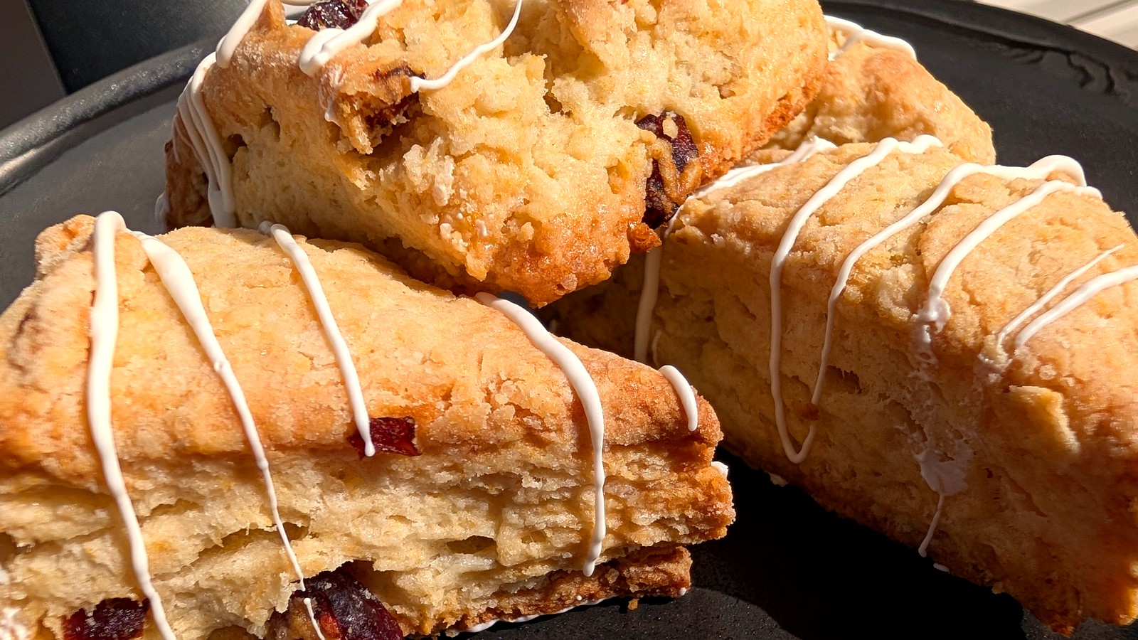 Cranberry mini scones with an icing drizzle